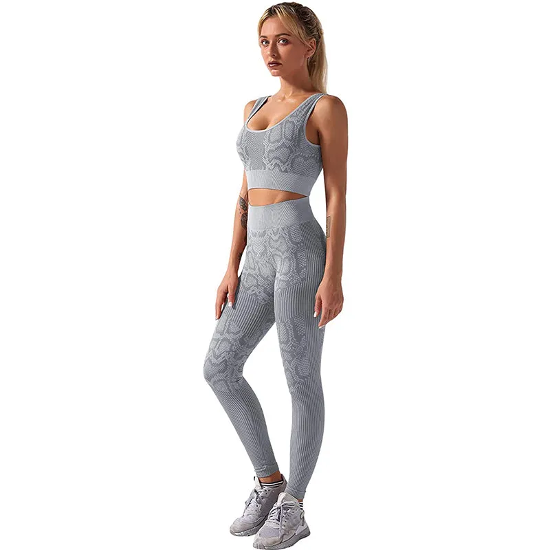 HANERDUN 2 Piece Outfit Workout Yoga Gym High Waist Leggings with Sport Bra Set for Women