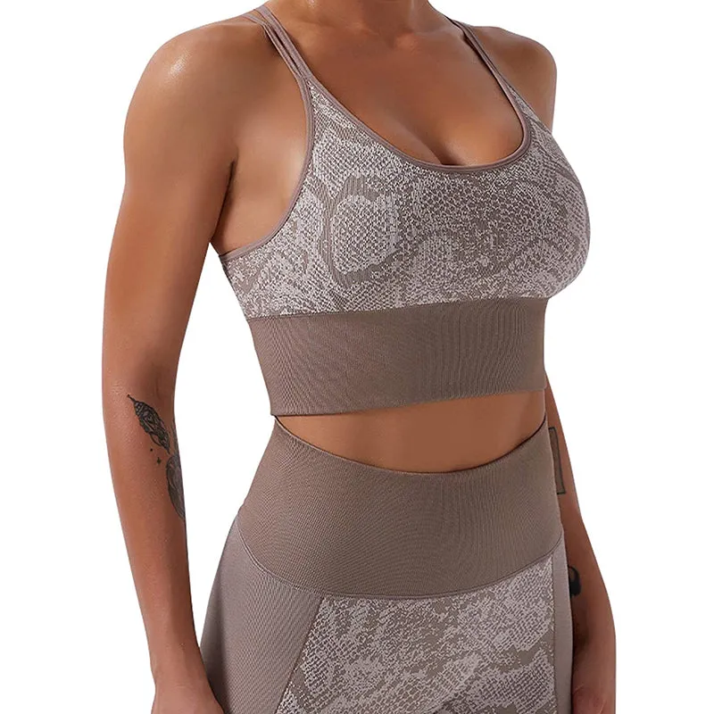 HANERDUN 2 Piece Outfit Workout Yoga Gym High Waist Leggings with Sport Bra Set for Women
