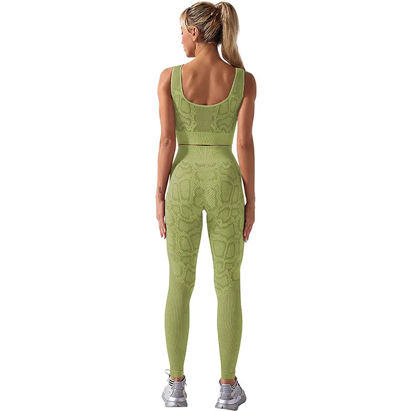 HANERDUN 2 Piece Outfit Workout Yoga Gym High Waist Leggings with Sport Bra Set for Women