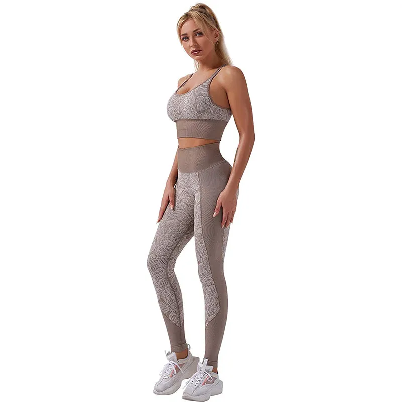 HANERDUN 2 Piece Outfit Workout Yoga Gym High Waist Leggings with Sport Bra Set for Women