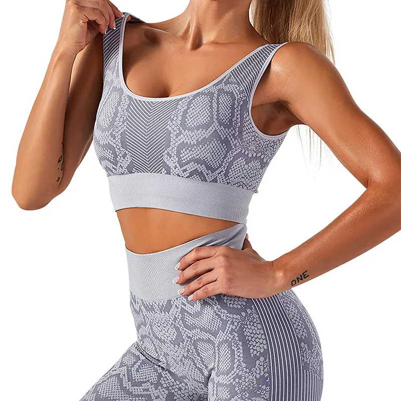 HANERDUN 2 Piece Outfit Workout Yoga Gym High Waist Leggings with Sport Bra Set for Women