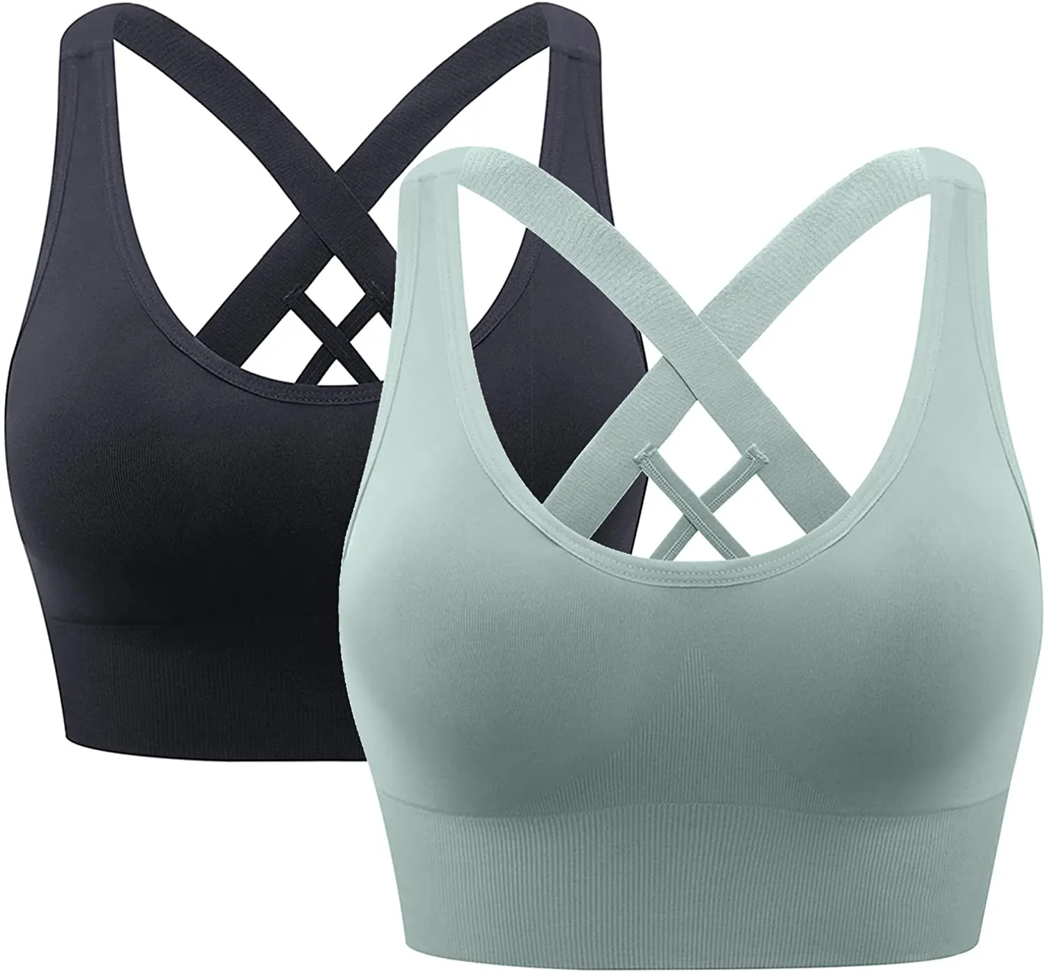 HANERDUN Womens Sport Bras Cross Back Removed Cup Support for Yoga Running Workout Exercise Gym