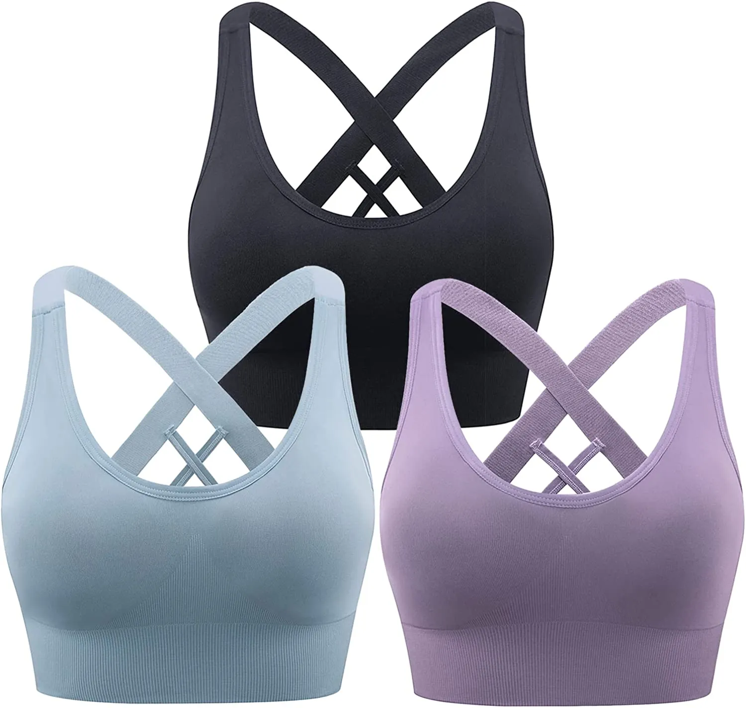 HANERDUN Womens Sport Bras Cross Back Removed Cup Support for Yoga Running Workout Exercise Gym