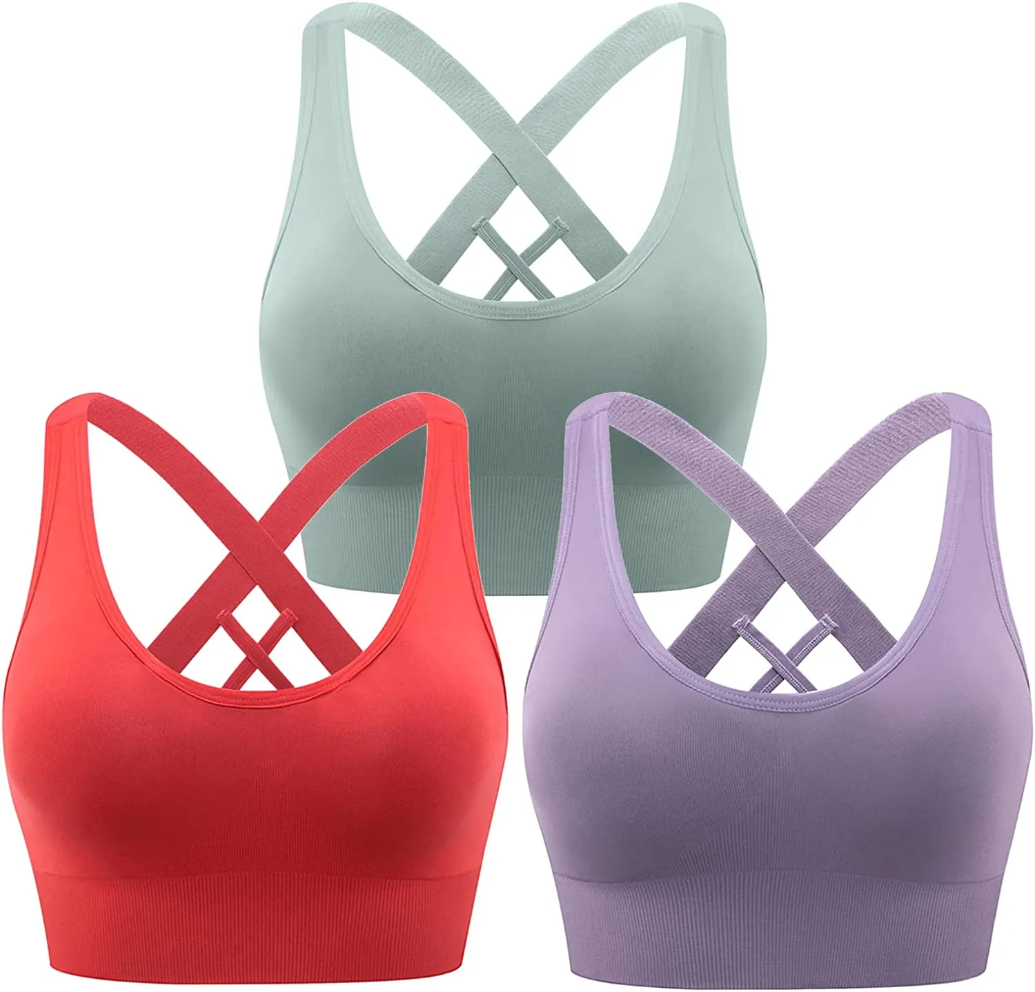 HANERDUN Womens Sport Bras Cross Back Removed Cup Support for Yoga Running Workout Exercise Gym