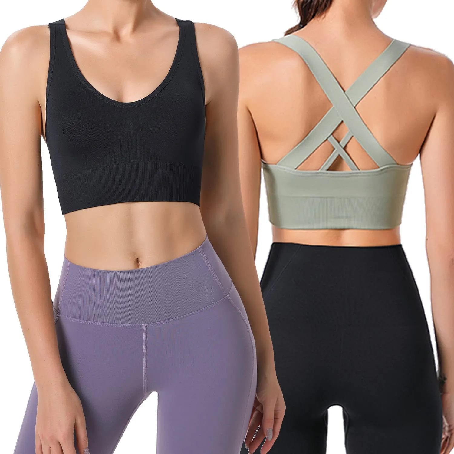 HANERDUN Womens Sport Bras Cross Back Removed Cup Support for Yoga Running Workout Exercise Gym