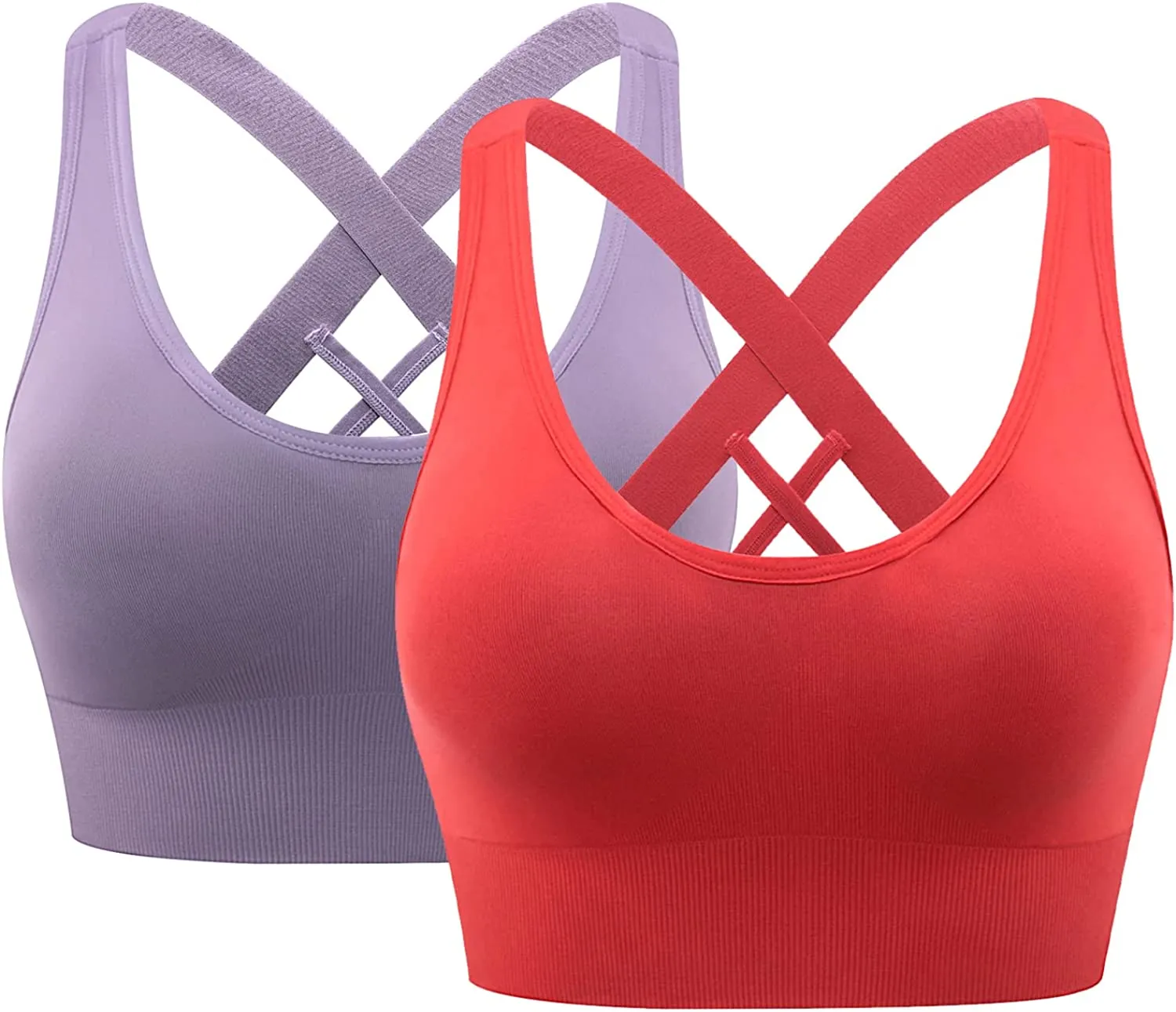 HANERDUN Womens Sport Bras Cross Back Removed Cup Support for Yoga Running Workout Exercise Gym