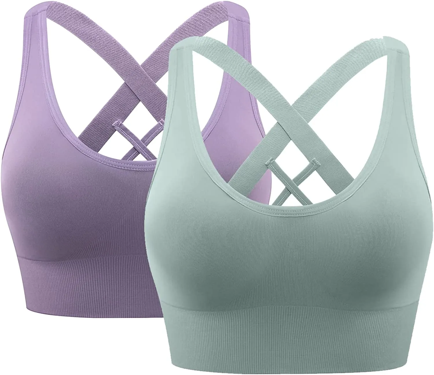 HANERDUN Womens Sport Bras Cross Back Removed Cup Support for Yoga Running Workout Exercise Gym