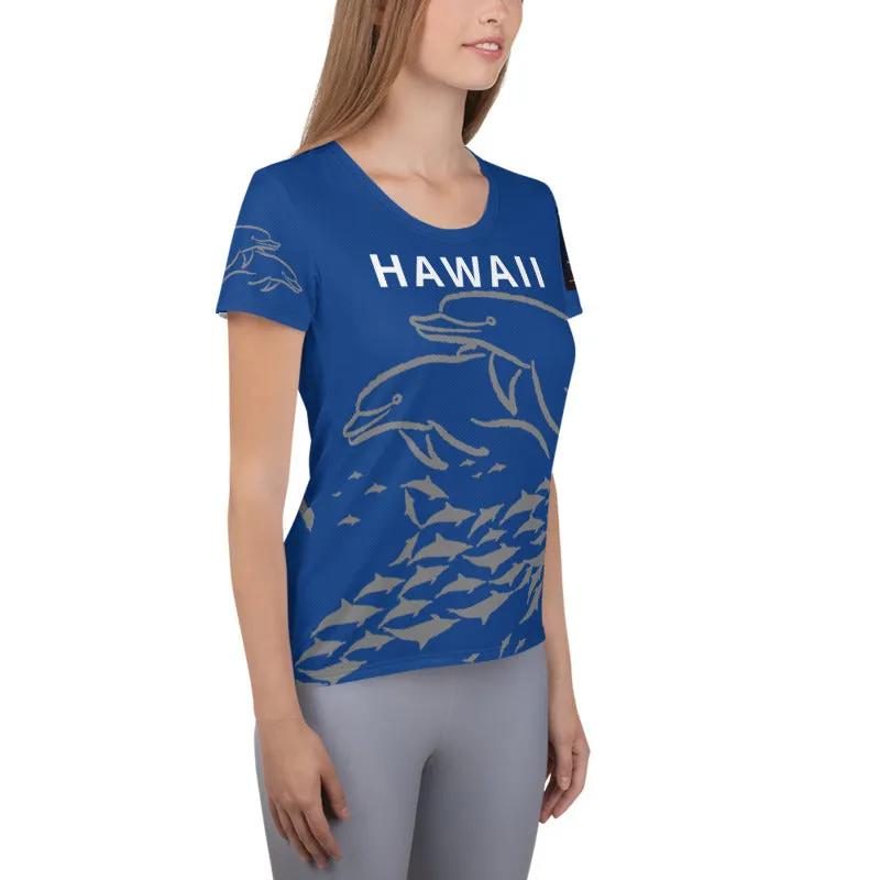 Hawaii Dolphin Dreams All-Over Print Women's Athletic T-shirt