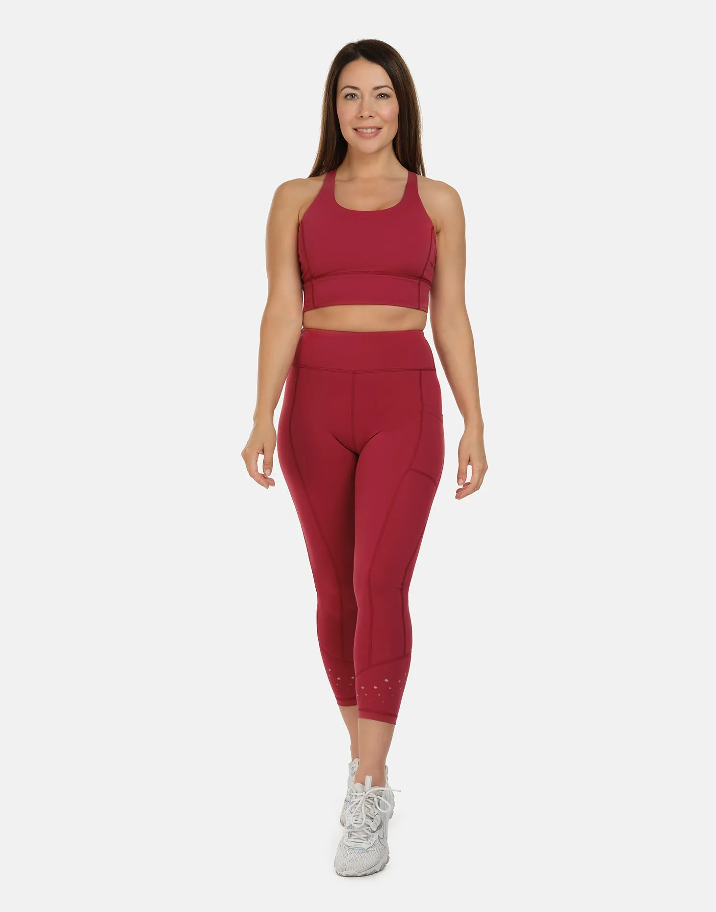 High Rise Laser 7/8 Red Leggings