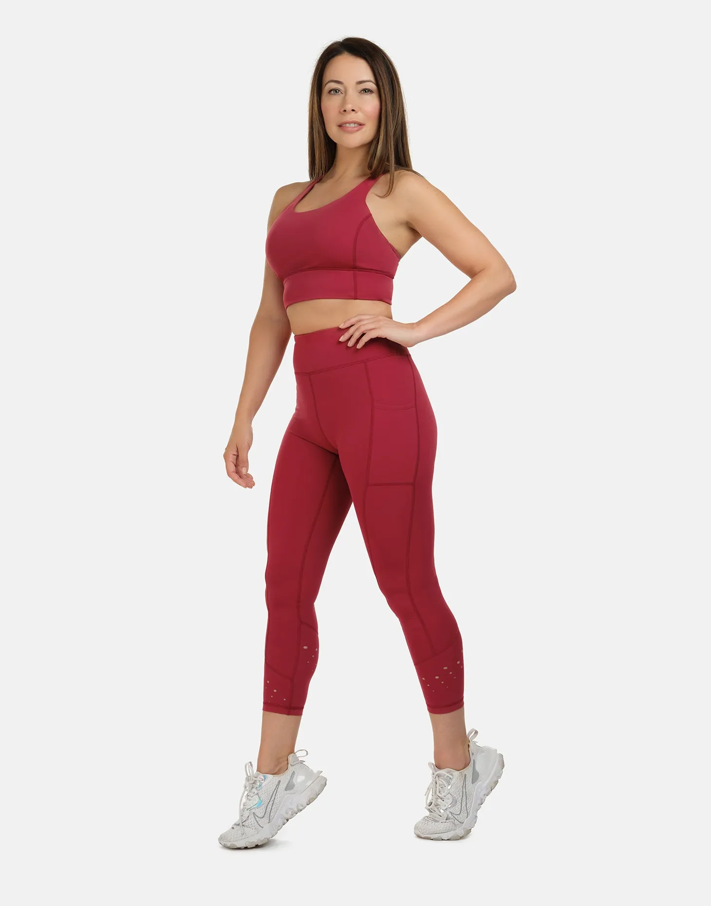 High Rise Laser 7/8 Red Leggings