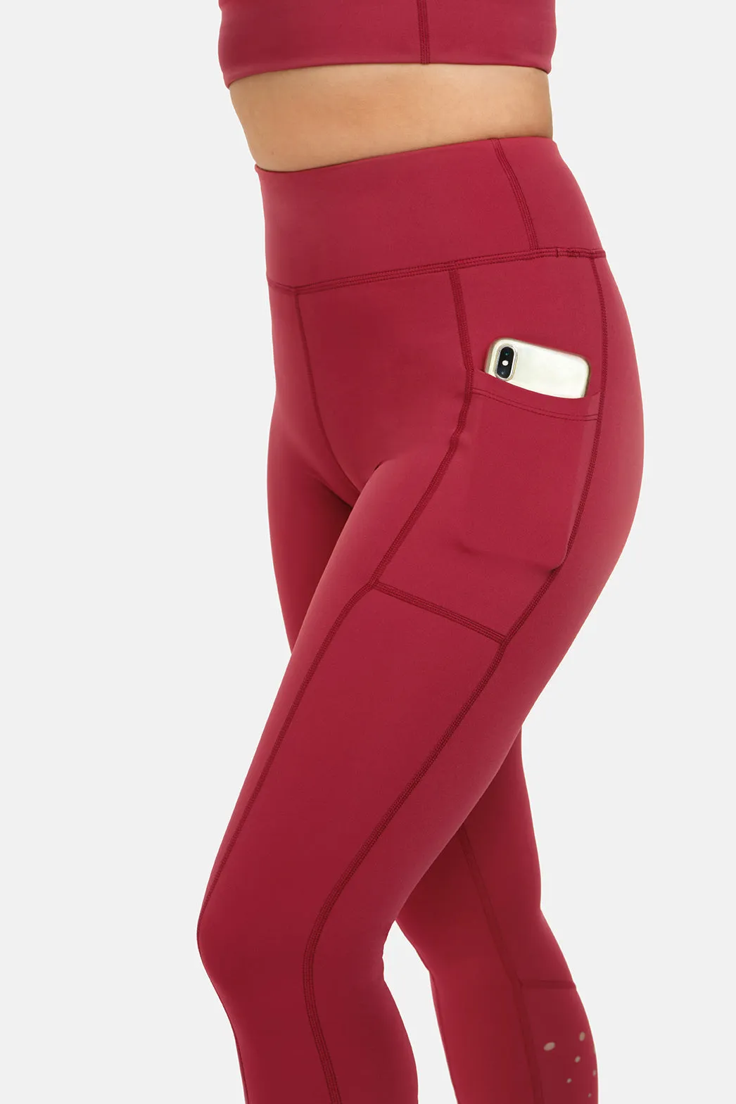 High Rise Laser 7/8 Red Leggings