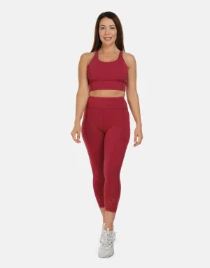 High Rise Laser 7/8 Red Leggings