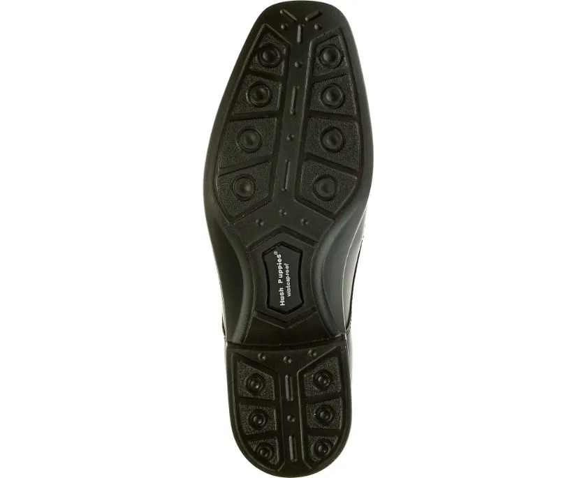 Hush Puppies Men's H102829 Quatro BK Slip-On Black Leather Shoe