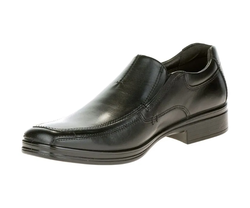 Hush Puppies Men's H102829 Quatro BK Slip-On Black Leather Shoe