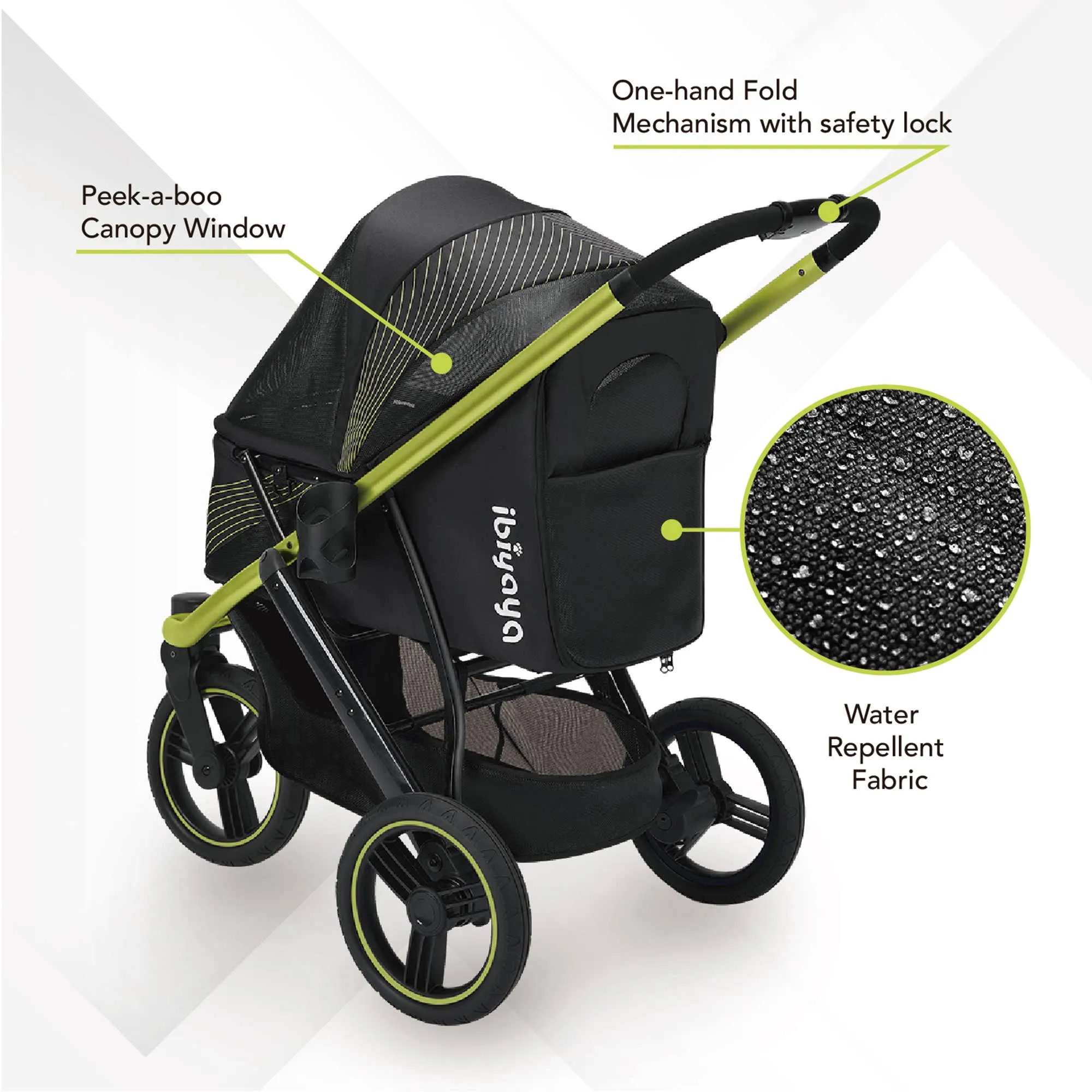 Ibiyaya - Beast Pet Jogging Stroller, 3-Wheel All-Terrain Dog-Cat Pram