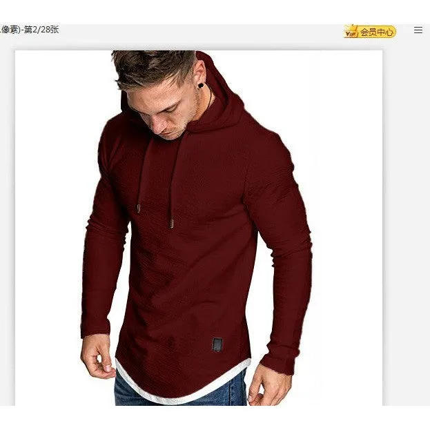 INSTOCK-New Men's Solid Color Hooded Casual Sports Long Sleeve
