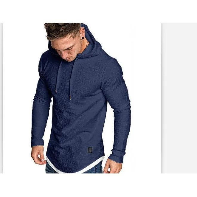 INSTOCK-New Men's Solid Color Hooded Casual Sports Long Sleeve