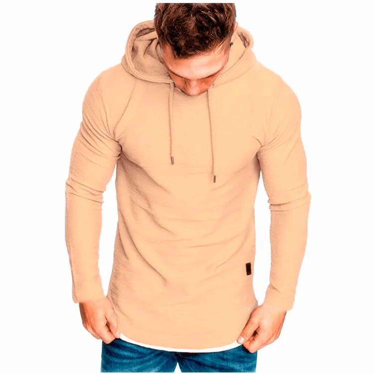 INSTOCK-New Men's Solid Color Hooded Casual Sports Long Sleeve