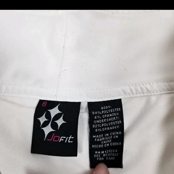 Jofit White Stretch Tennis Golf Pickleball Skort Zip Pockets Sz 6 Snap &amp; Zipper