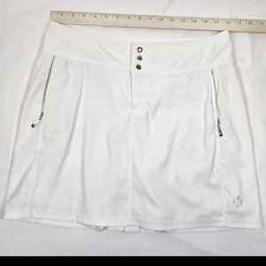 Jofit White Stretch Tennis Golf Pickleball Skort Zip Pockets Sz 6 Snap &amp; Zipper