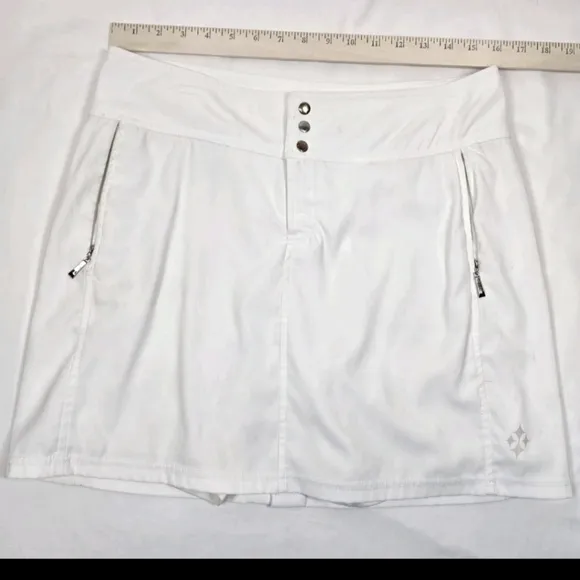Jofit White Stretch Tennis Golf Pickleball Skort Zip Pockets Sz 6 Snap &amp; Zipper