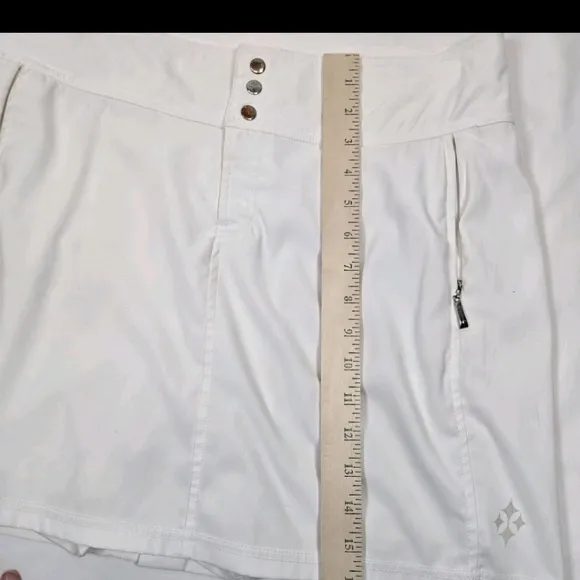 Jofit White Stretch Tennis Golf Pickleball Skort Zip Pockets Sz 6 Snap &amp; Zipper