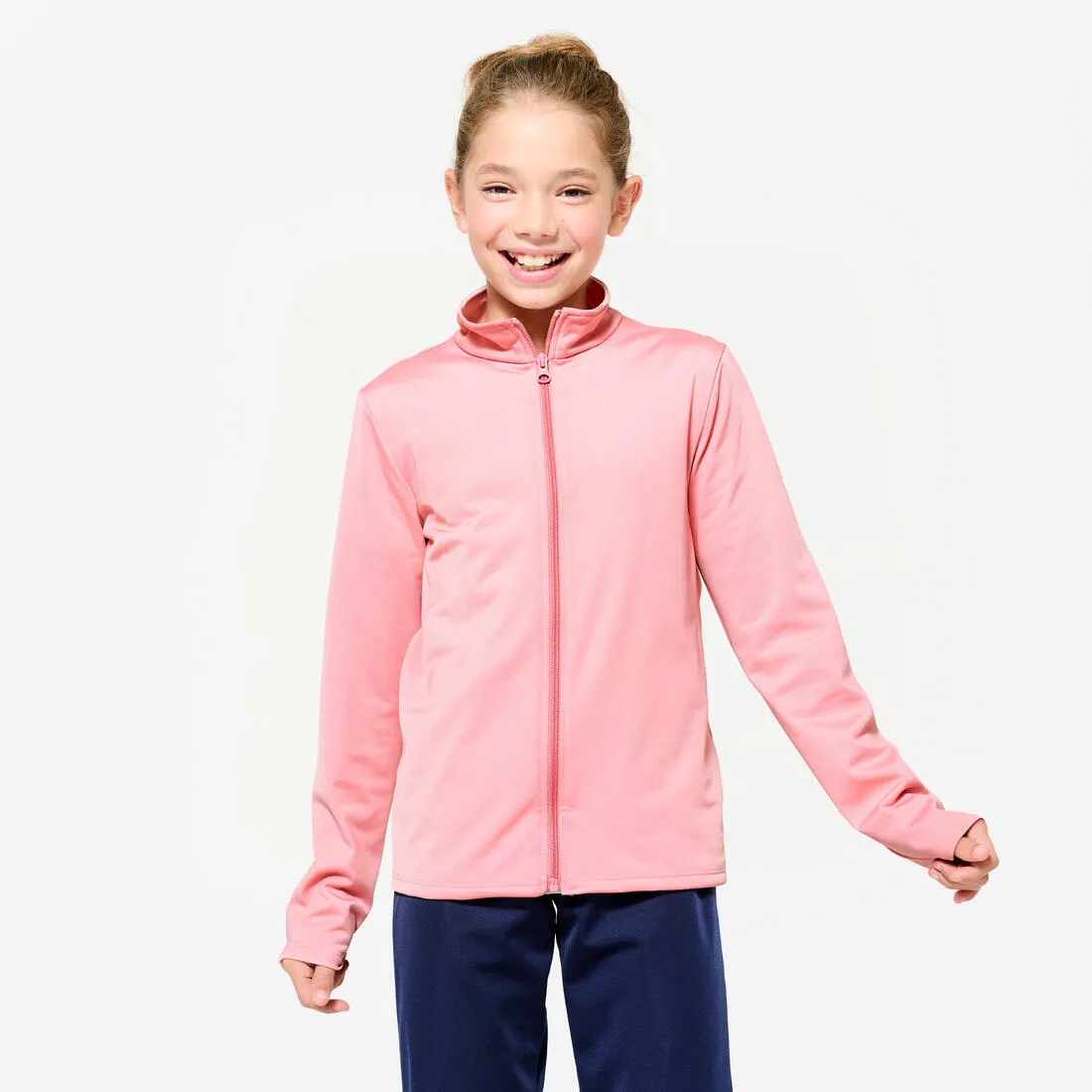 Kids' Breathable Synthetic Tracksuit Gym'y - Pink Top/Navy Bottoms