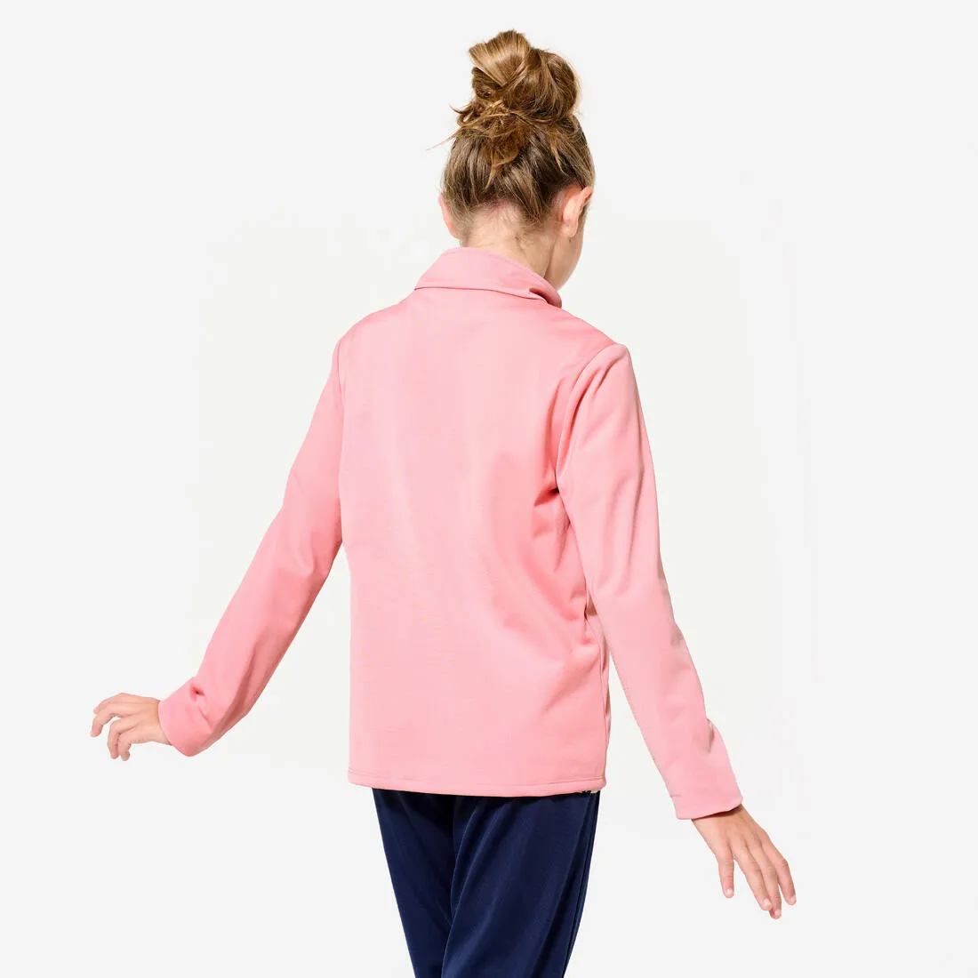 Kids' Breathable Synthetic Tracksuit Gym'y - Pink Top/Navy Bottoms