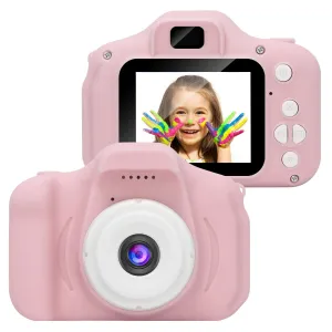 Kids Digital Video Camera Mini Rechargeable Children Camera Shockproof 8MP HD Toddler Cameras Child Camcorder  Pink