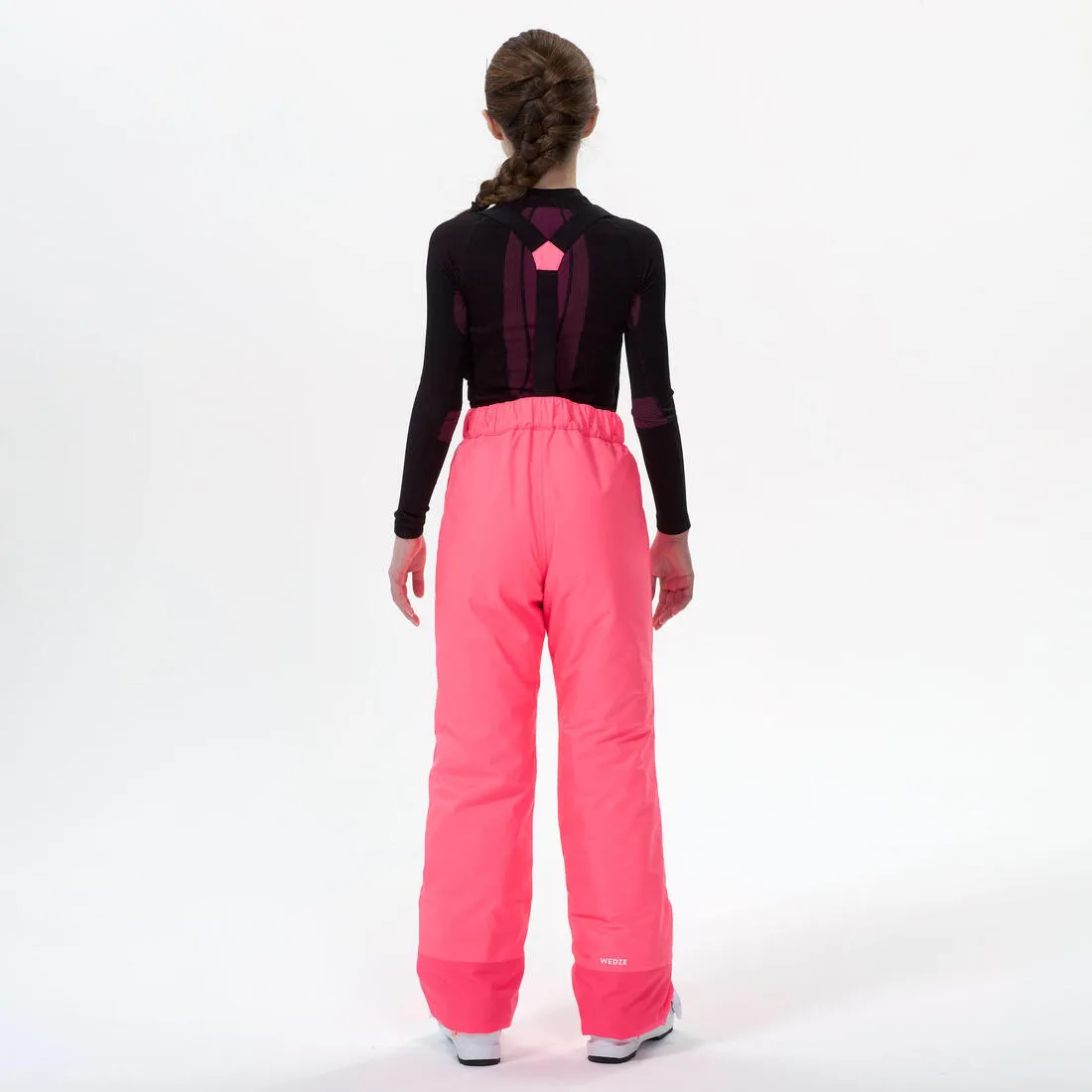 KIDS’ WARM AND WATERPROOF SKI TROUSERS - 100 NEON PINK