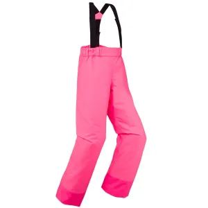 KIDS’ WARM AND WATERPROOF SKI TROUSERS - 100 NEON PINK