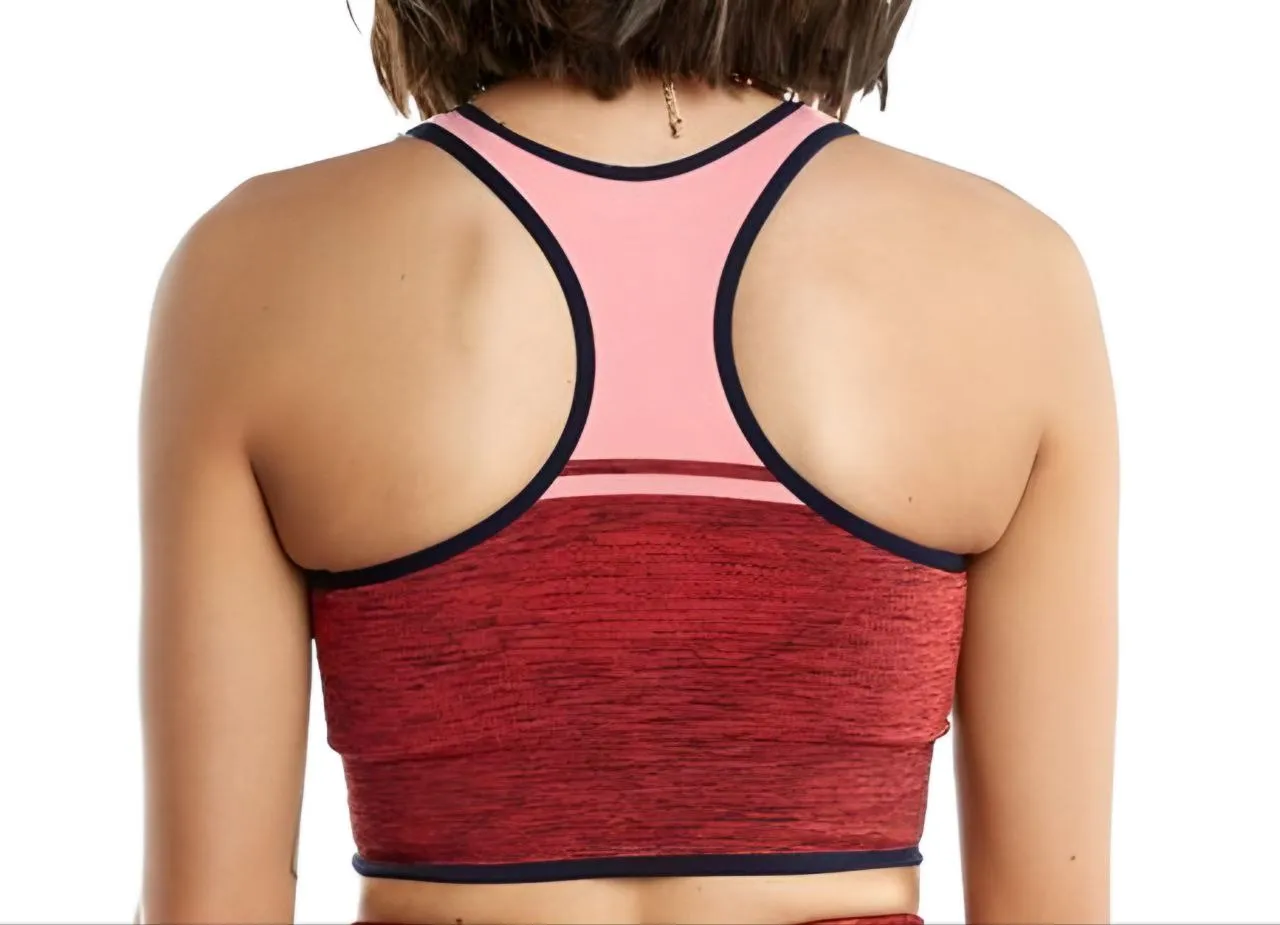 LNDR Women's Coral Marl A-Team Medium Fit Sports Bra #SV775 NWT
