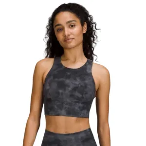 Lululemon WunderTrain Longline Bra Diamond Gray Sports Bra Women 4 athletic    O