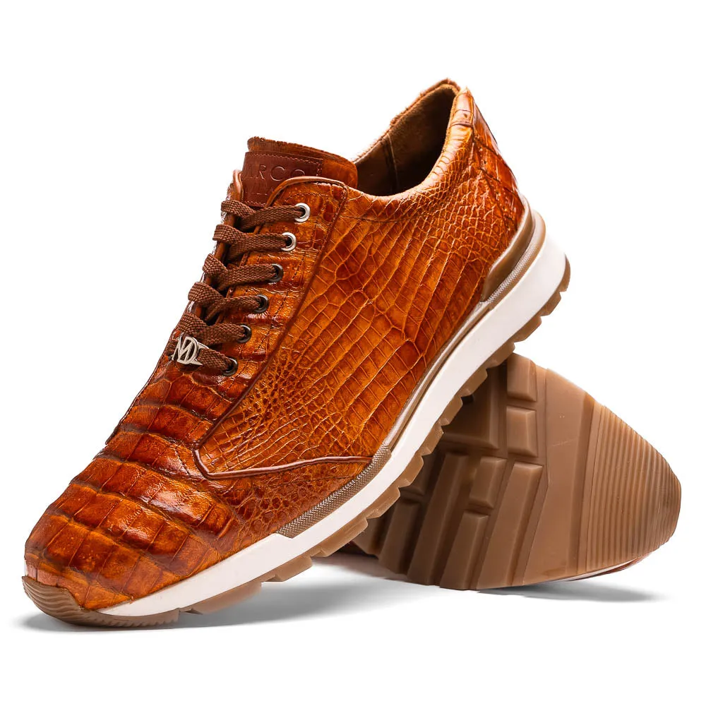 Marco Di Milano Alonzo Cognac Genuine Caiman Crocodile Casual Sneakers