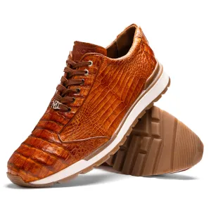 Marco Di Milano Alonzo Cognac Genuine Caiman Crocodile Casual Sneakers