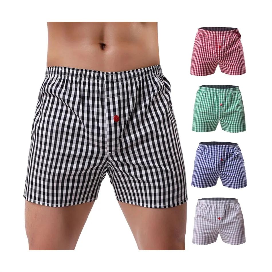 Men Cotton Underwear Loose Boxer (4Pcs in box)