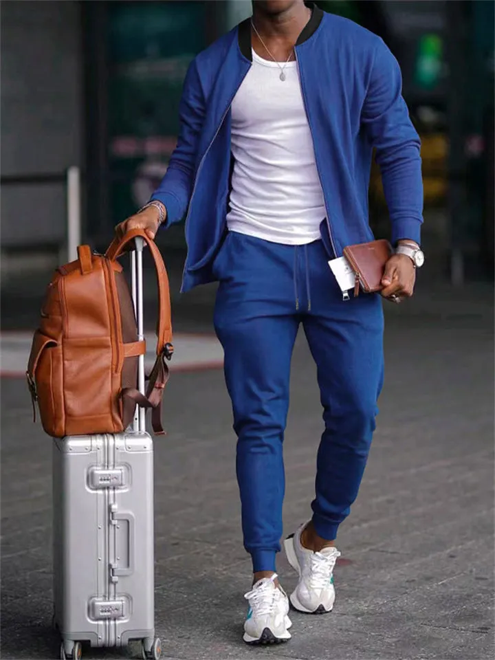 Men's Casual Cozy Sports Long Sleeve Jacket   Jogging Pants Set