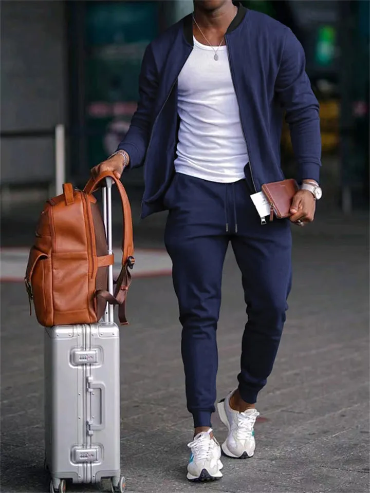 Men's Casual Cozy Sports Long Sleeve Jacket   Jogging Pants Set