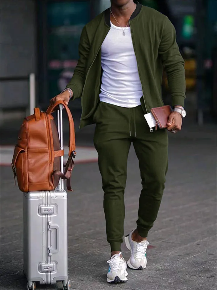 Men's Casual Cozy Sports Long Sleeve Jacket   Jogging Pants Set