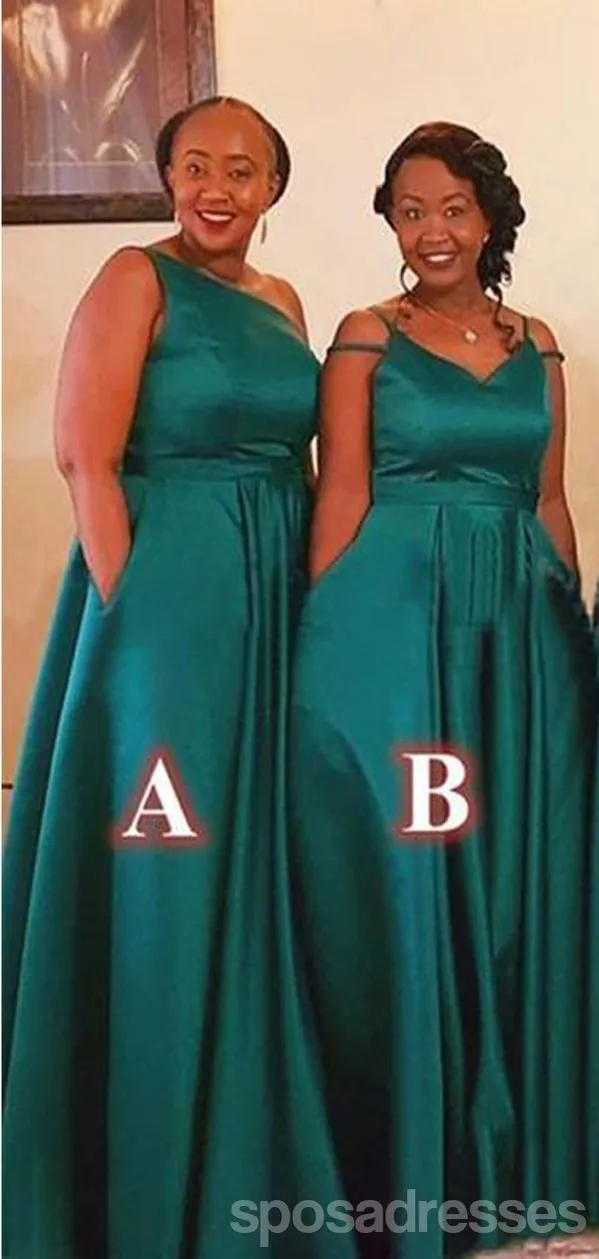 Mismatched Mermaid Teal Sleeveless V-Neck A-Line Long Bridesmaid Dresses Gown Online,WG1066