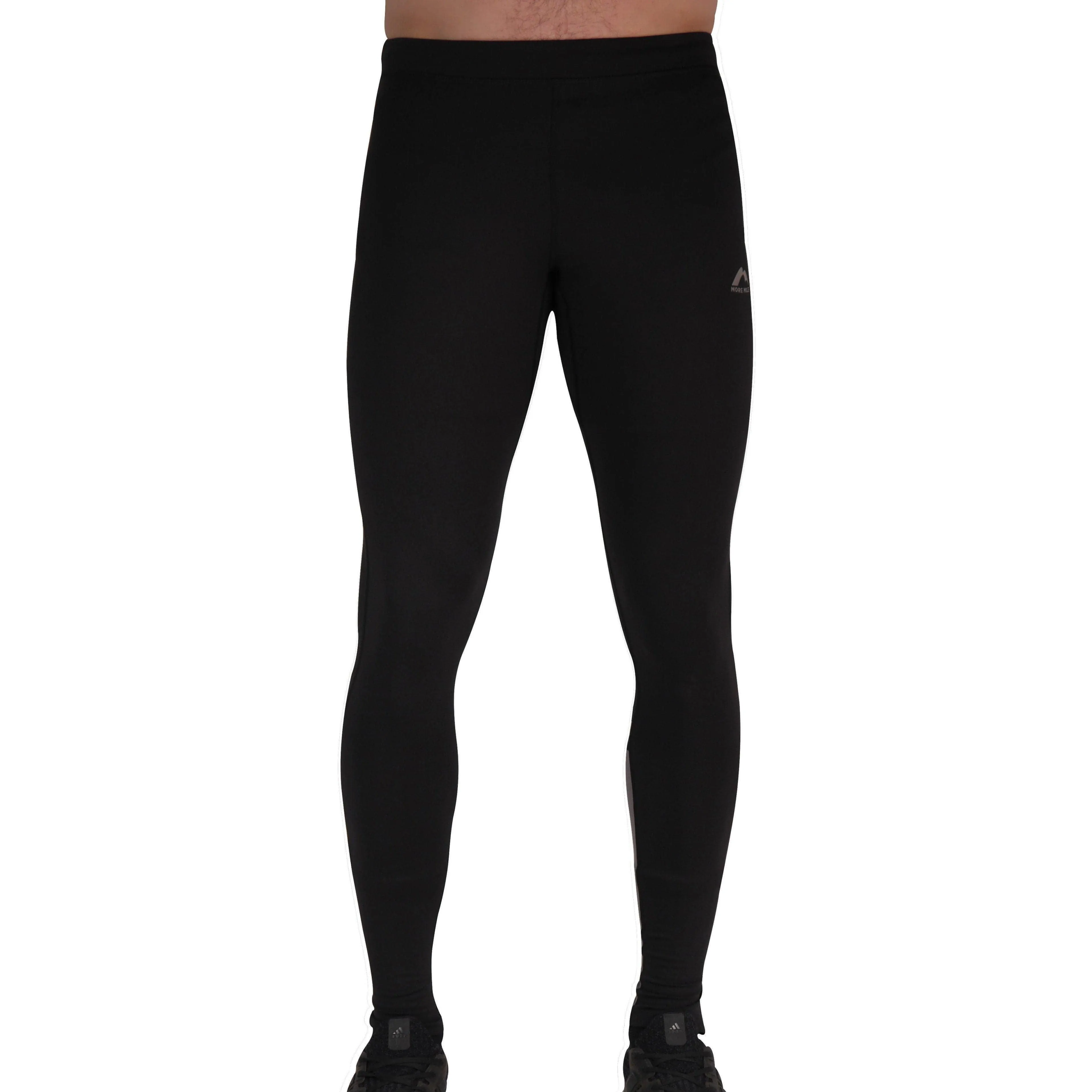 More Mile Power Mens Long Running Tights - Black
