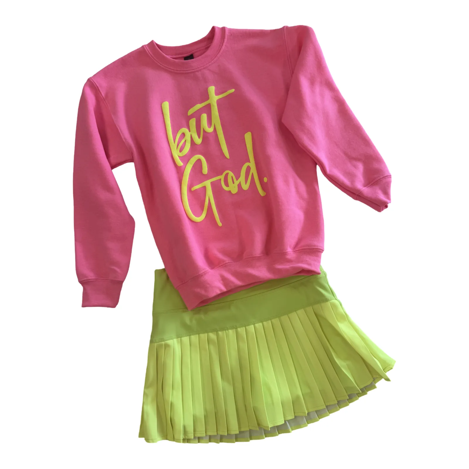 Neon Yellow Athletic Pleat Skort
