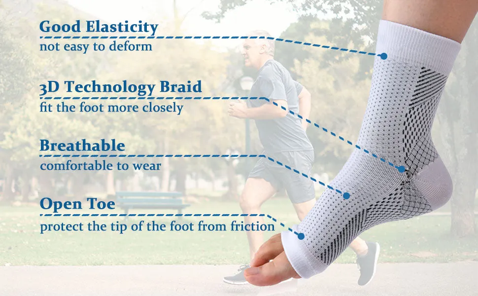 New 1 Pair Neuropathy Socks, Ankle Compression Socks for Women Men, Soothe Relief Compression Socks for Plantar Fasciitis  Black S/M, Fits Women 4-7, Men 3-6