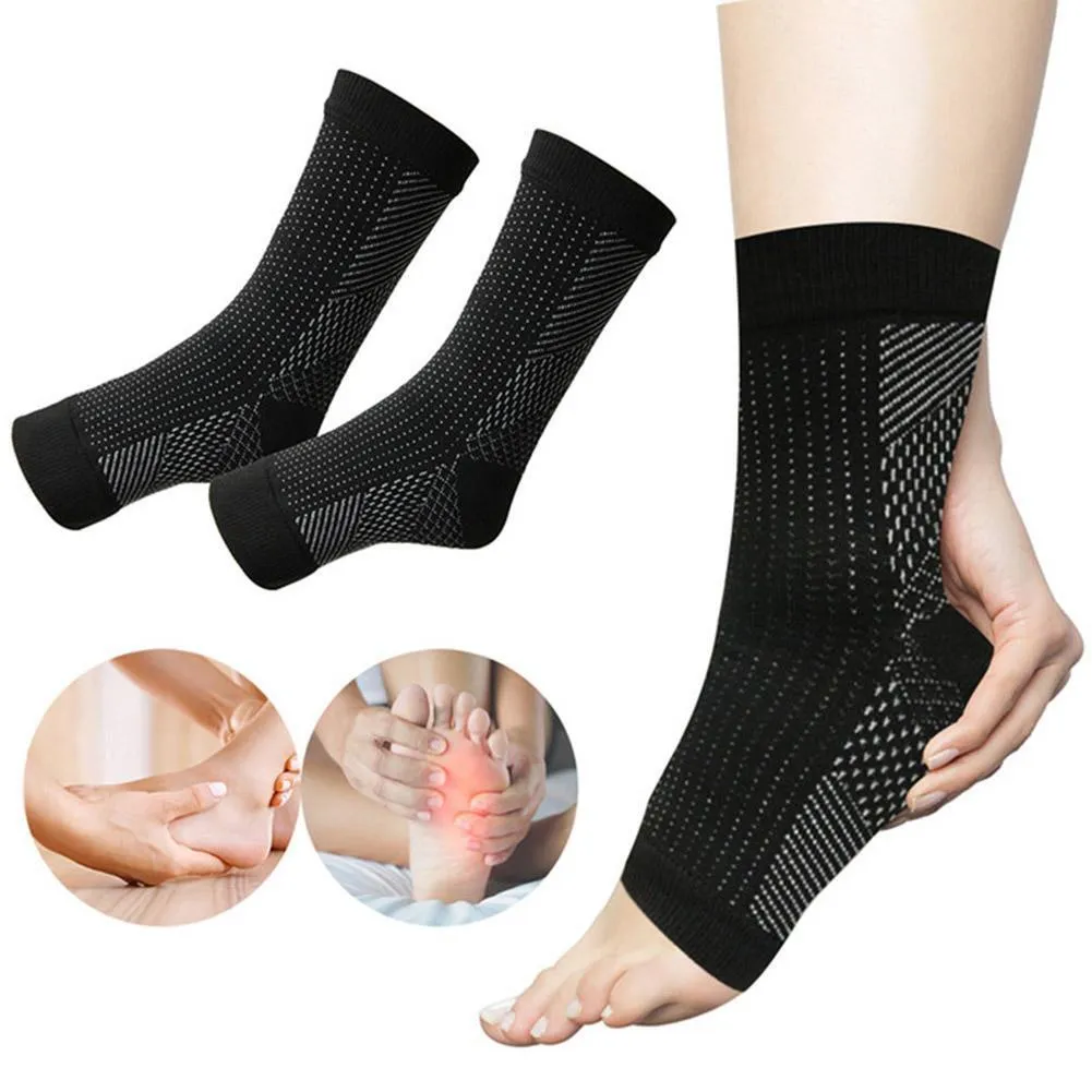 New 1 Pair Neuropathy Socks, Ankle Compression Socks for Women Men, Soothe Relief Compression Socks for Plantar Fasciitis  Black S/M, Fits Women 4-7, Men 3-6