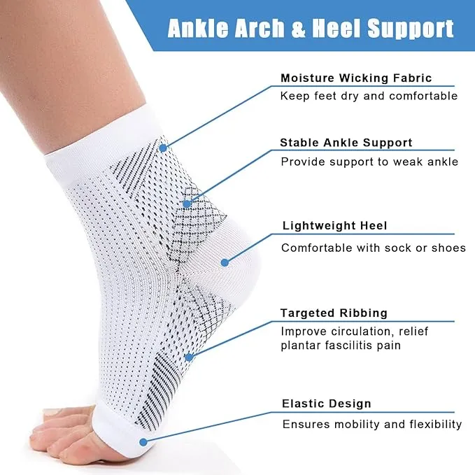 New 1 Pair Neuropathy Socks, Ankle Compression Socks for Women Men, Soothe Relief Compression Socks for Plantar Fasciitis  Black S/M, Fits Women 4-7, Men 3-6