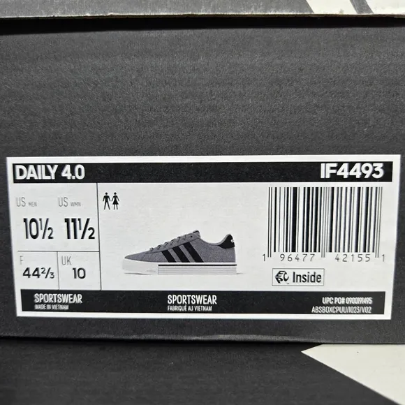 New adidas Daily 4.0 Grey Core Black Men's Shoes Size 10.5