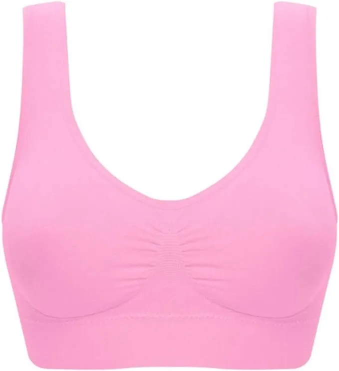 New Seamless Comfortable Sports Bra, Workout Wire free All Day Comfort Bra, Pink Sz 2XL