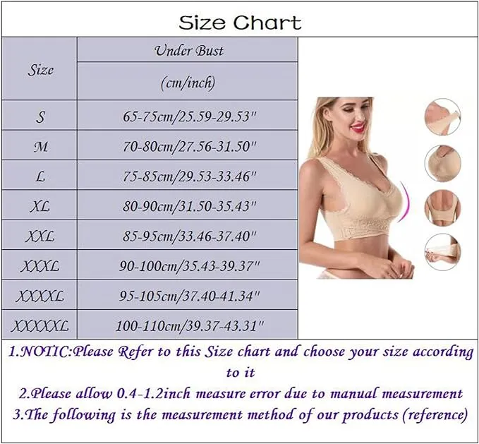 New Women Comfort Wireless Lace Lift Bra Classic Front Cross Side Buckle Yoga Sports Lace Bra, Pink, Sz 2X