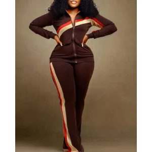 New Women's Autumn Fashion Plus Size Print Two-Piece Set