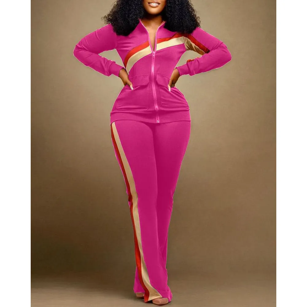 New Women's Autumn Fashion Plus Size Print Two-Piece Set